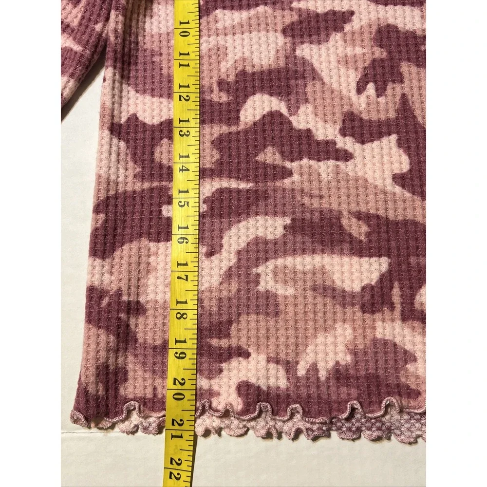 Justice Pink Camo Waffle‎ Top Shirt Long Sleeve Girls Youth SZ 14 PL NEW